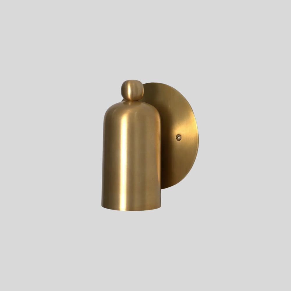 Brass Rounded Cylinder & Ball Finial Sconce - Modern Capsule Shaped Wall Lamp