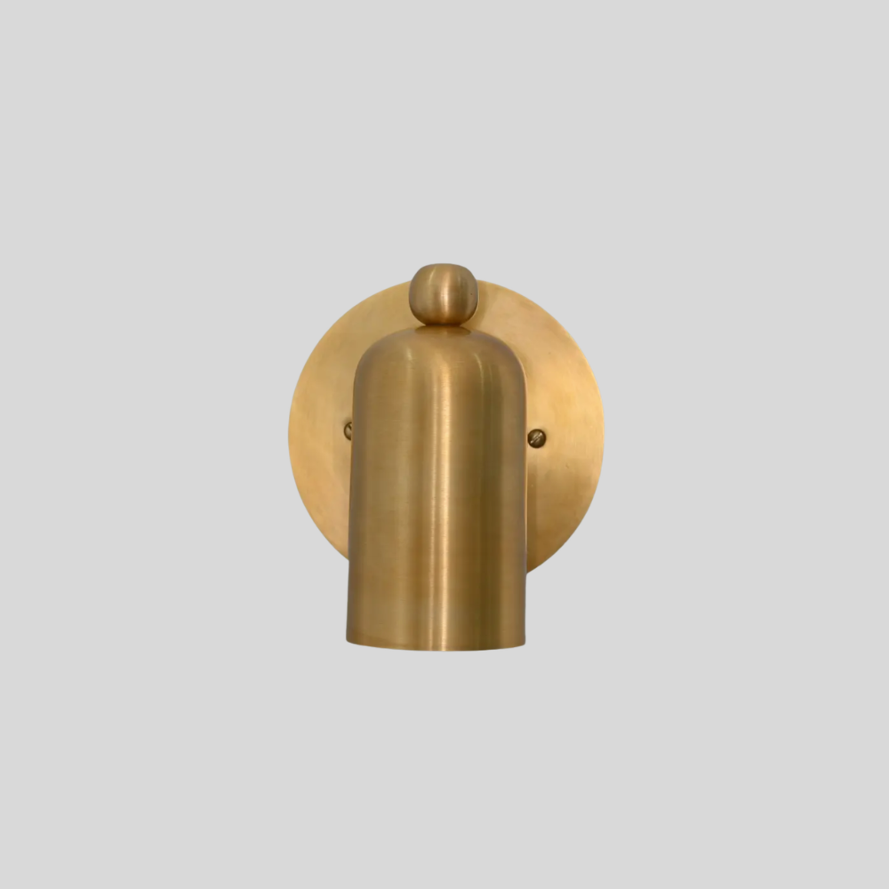 Brass Rounded Cylinder & Ball Finial Sconce - Modern Capsule Shaped Wall Lamp