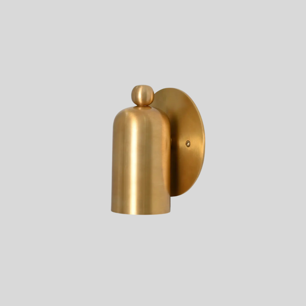 Brass Rounded Cylinder & Ball Finial Sconce - Modern Capsule Shaped Wall Lamp