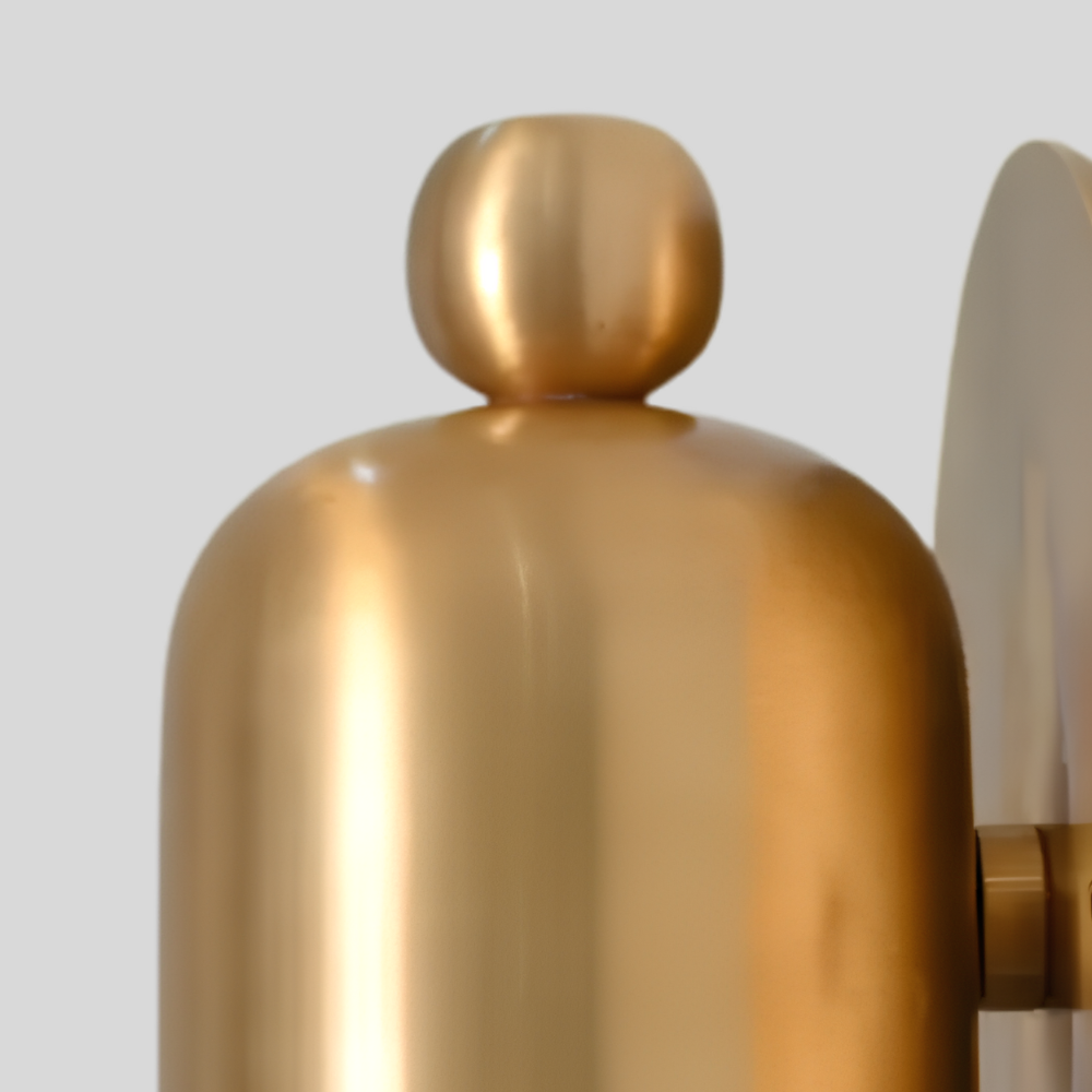 Brass Rounded Cylinder & Ball Finial Sconce - Modern Capsule Shaped Wall Lamp