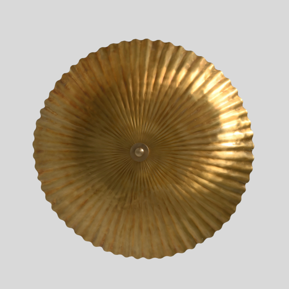 Brass Scalloped Dome Ceiling Light - Modern Fluted 3 Light Chandelier
