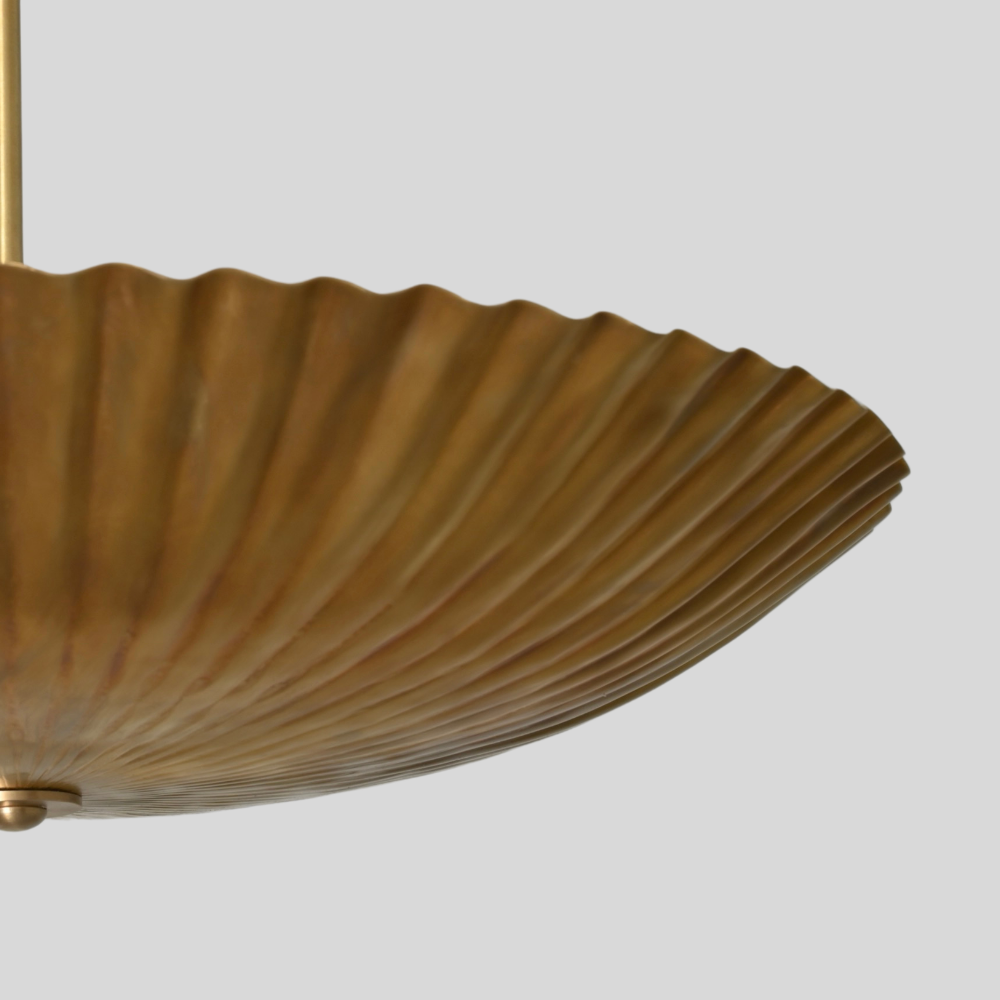 Brass Scalloped Dome Ceiling Light - Modern Fluted 3 Light Chandelier