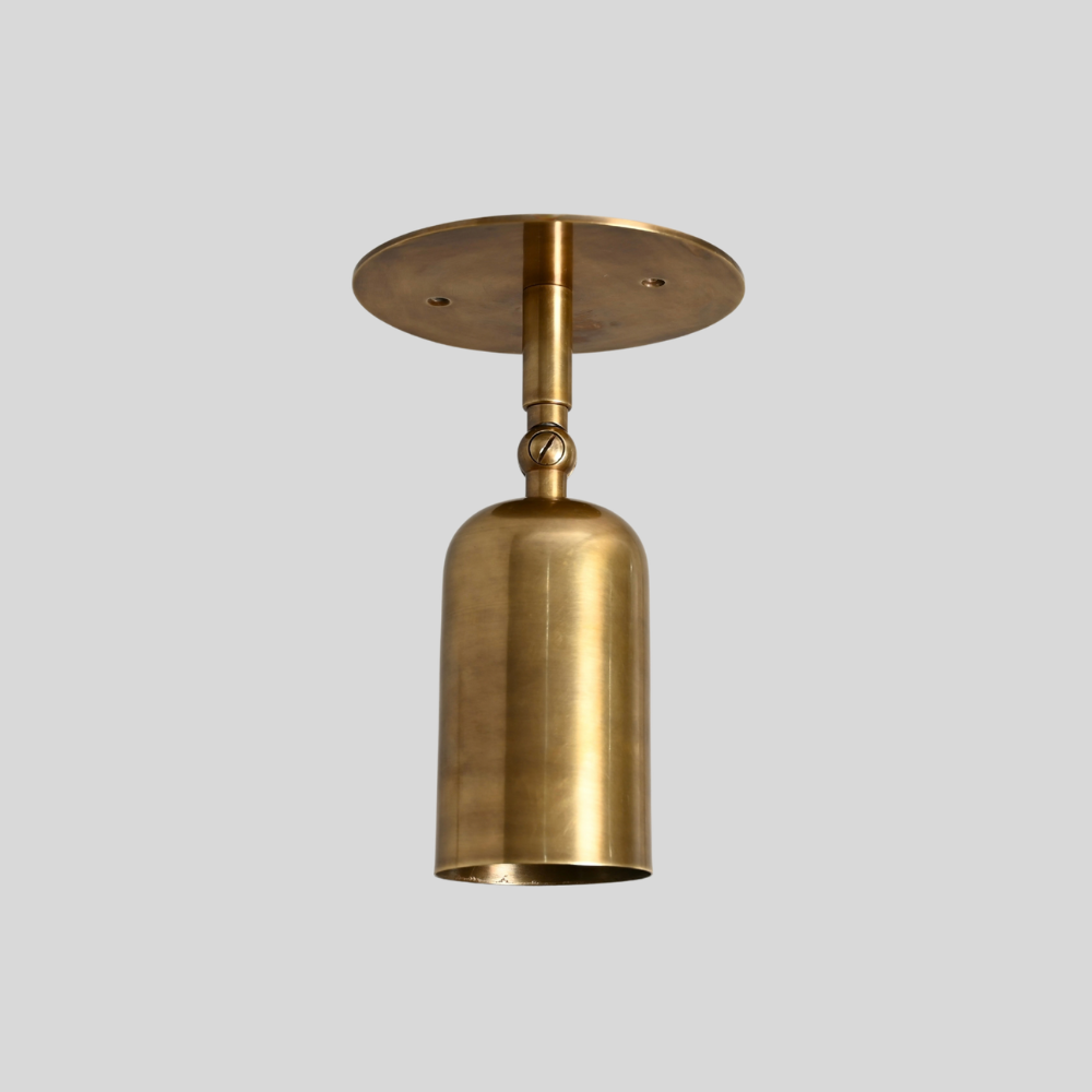 Brass Adjustable Rounded Cylinder Spot Light - Directional Minimalist Ceiling Light