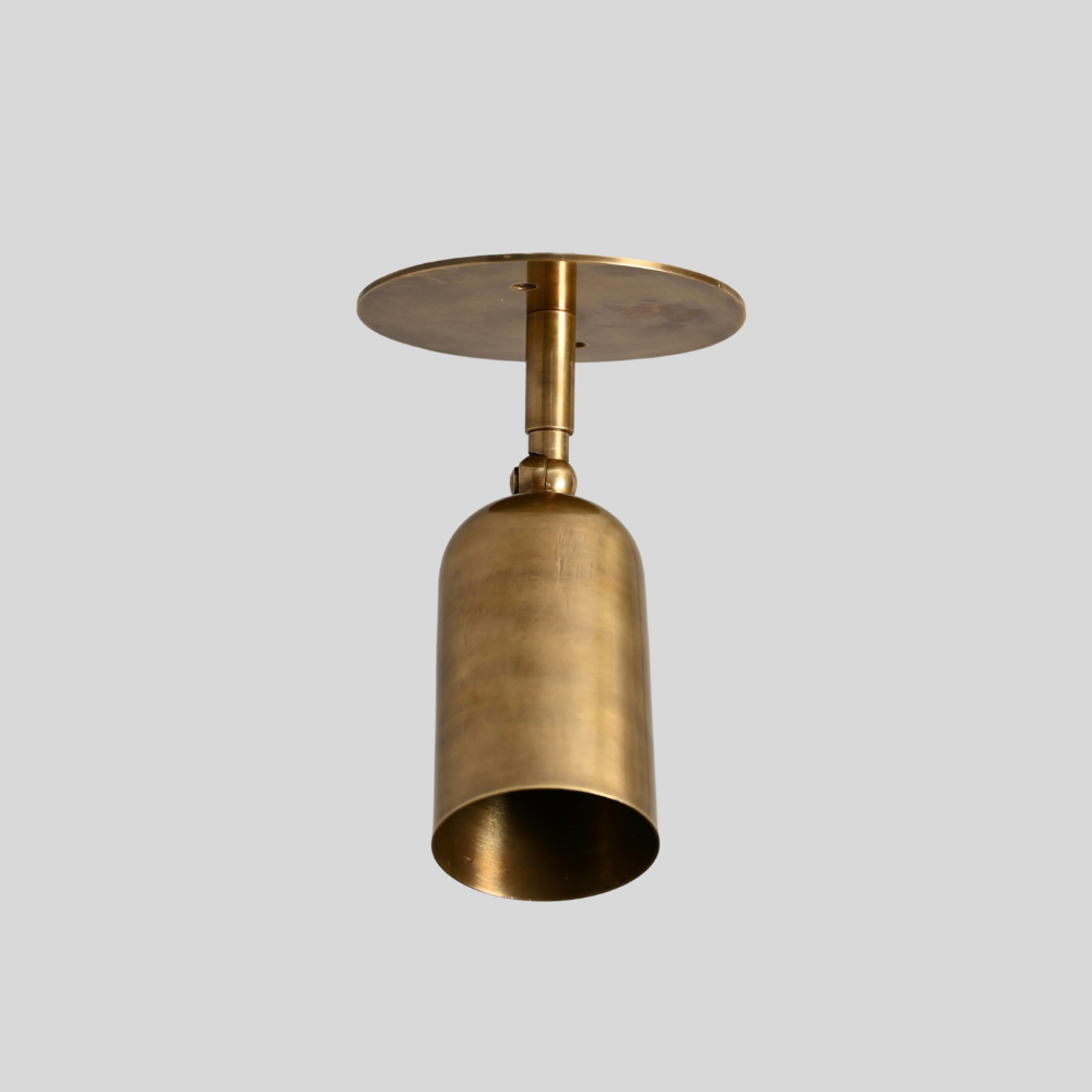 Brass Adjustable Rounded Cylinder Spot Light - Directional Minimalist Ceiling Light