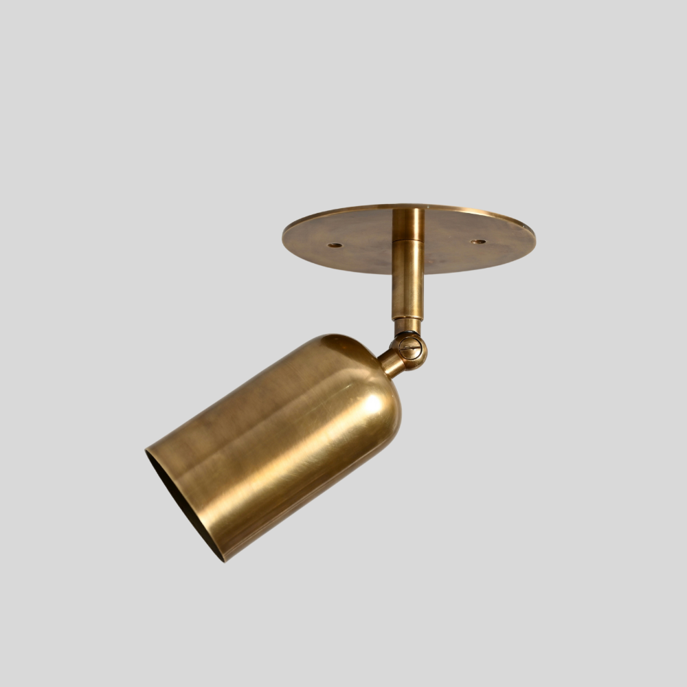 Brass Adjustable Rounded Cylinder Spot Light - Directional Minimalist Ceiling Light
