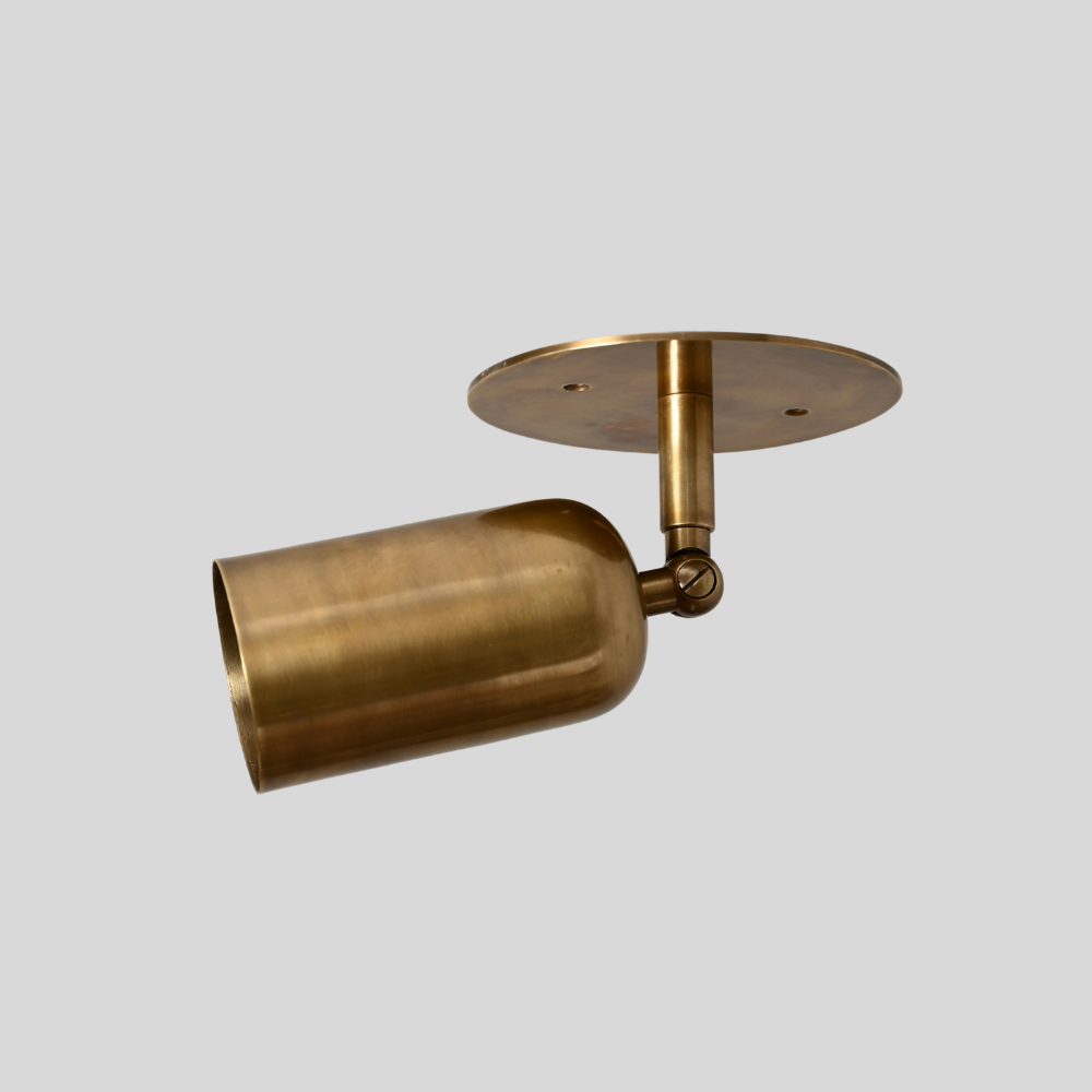 Brass Adjustable Rounded Cylinder Spot Light - Directional Minimalist Ceiling Light