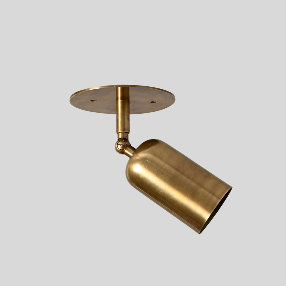 Brass Adjustable Rounded Cylinder Spot Light - Directional Minimalist Ceiling Light