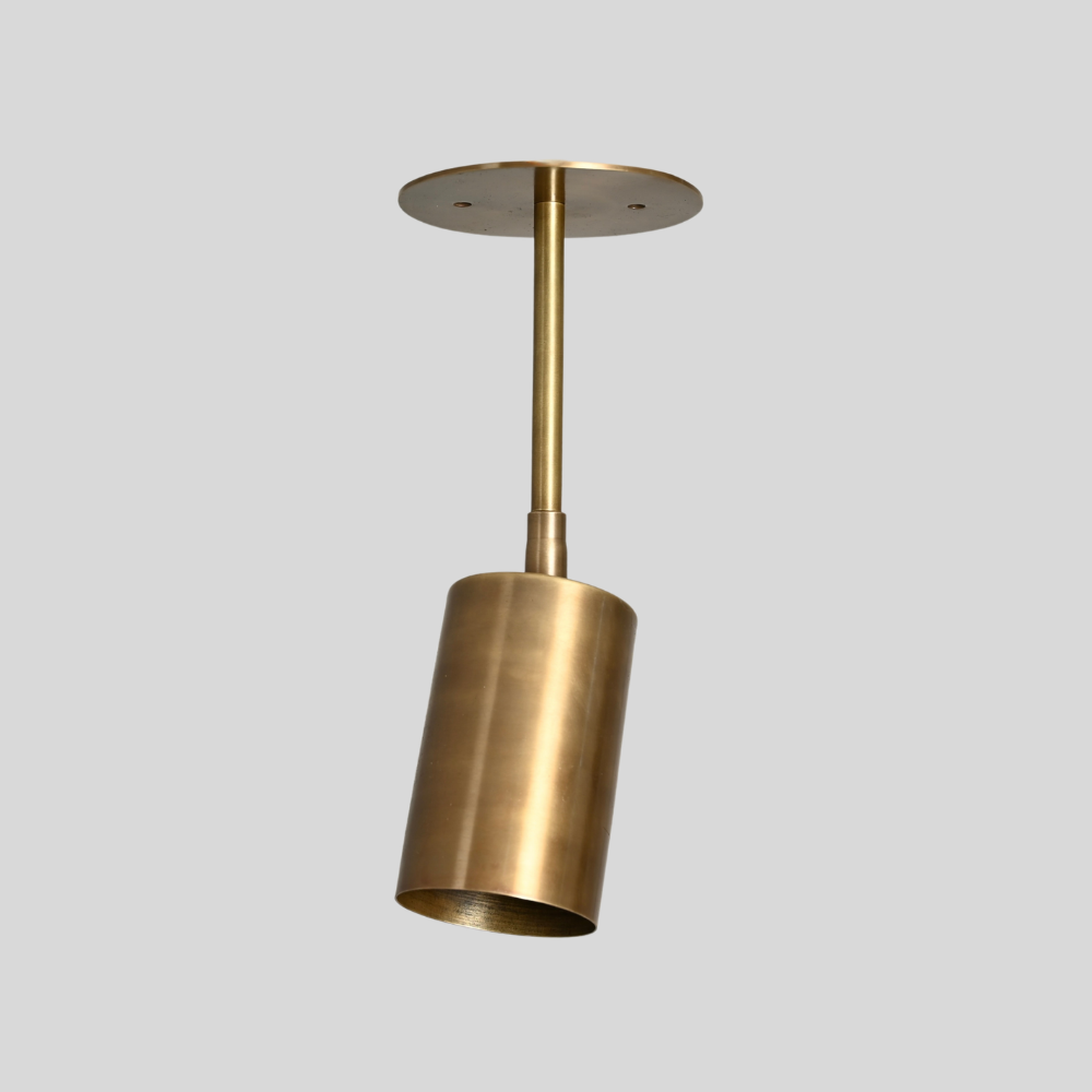 Brass Straight Cylinder Pendant Spot Light - Modern Adjustable Flush Mount