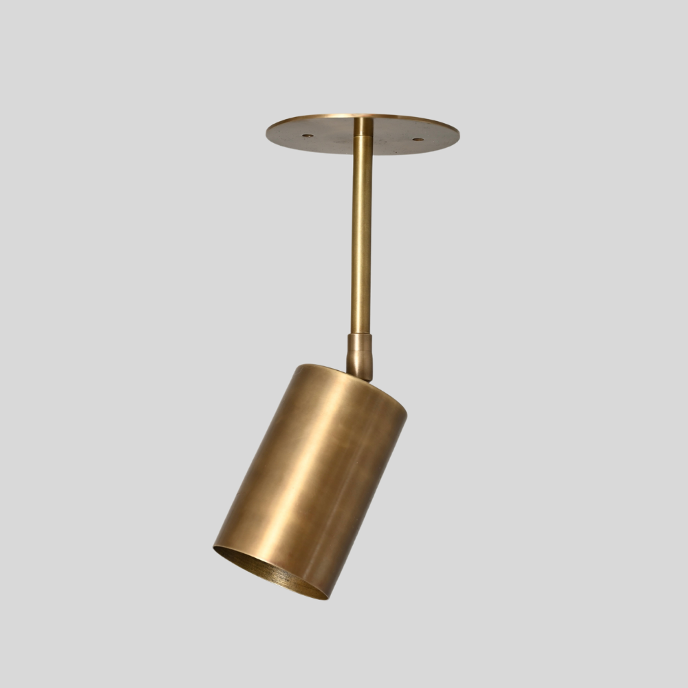 Brass Straight Cylinder Pendant Spot Light - Modern Adjustable Flush Mount