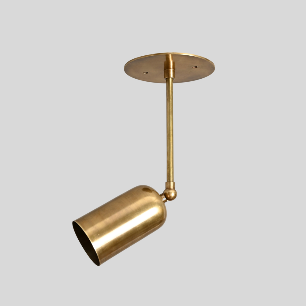 Rounded Cylinder Pendant Spot Light - Brass Adjustable Ceiling Light