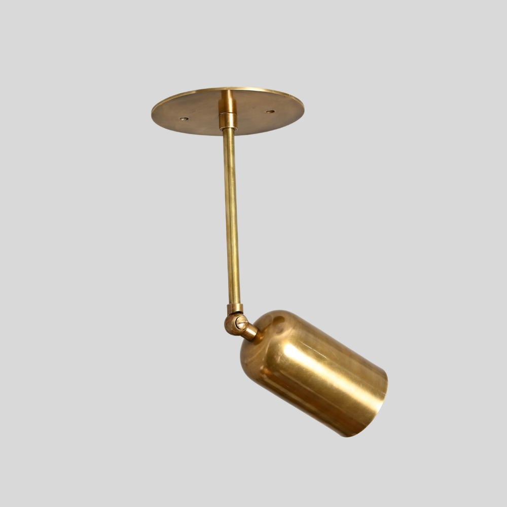 Rounded Cylinder Pendant Spot Light - Brass Adjustable Ceiling Light