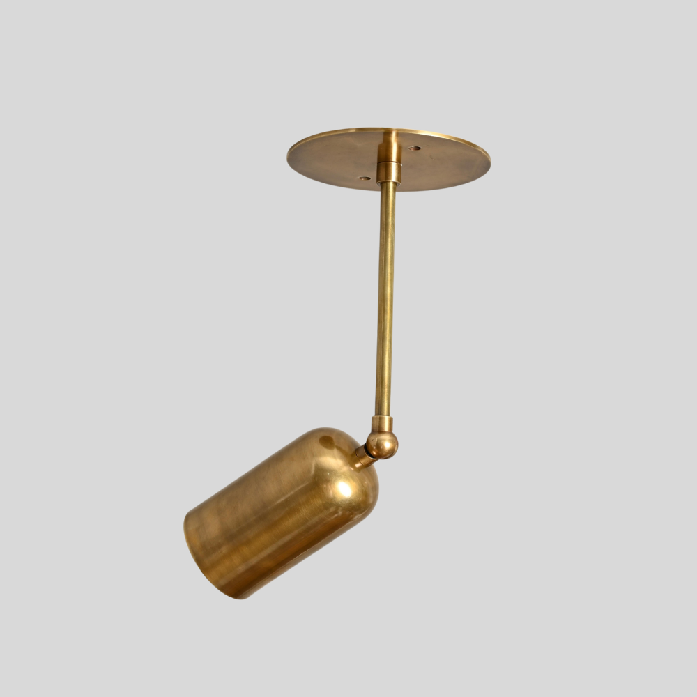 Rounded Cylinder Pendant Spot Light - Brass Adjustable Ceiling Light