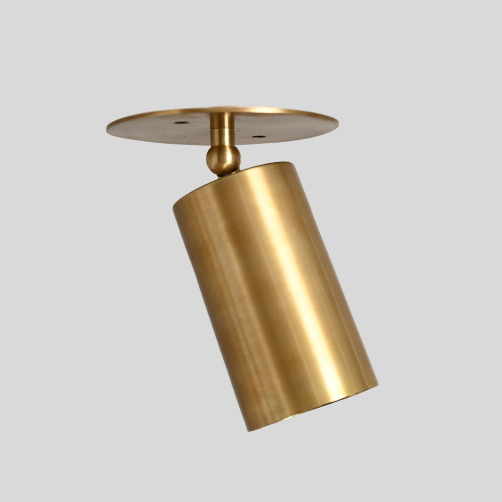 Brass Straight Cylinder Spot Light - Minimalist Adjustable Modern Flush Mount