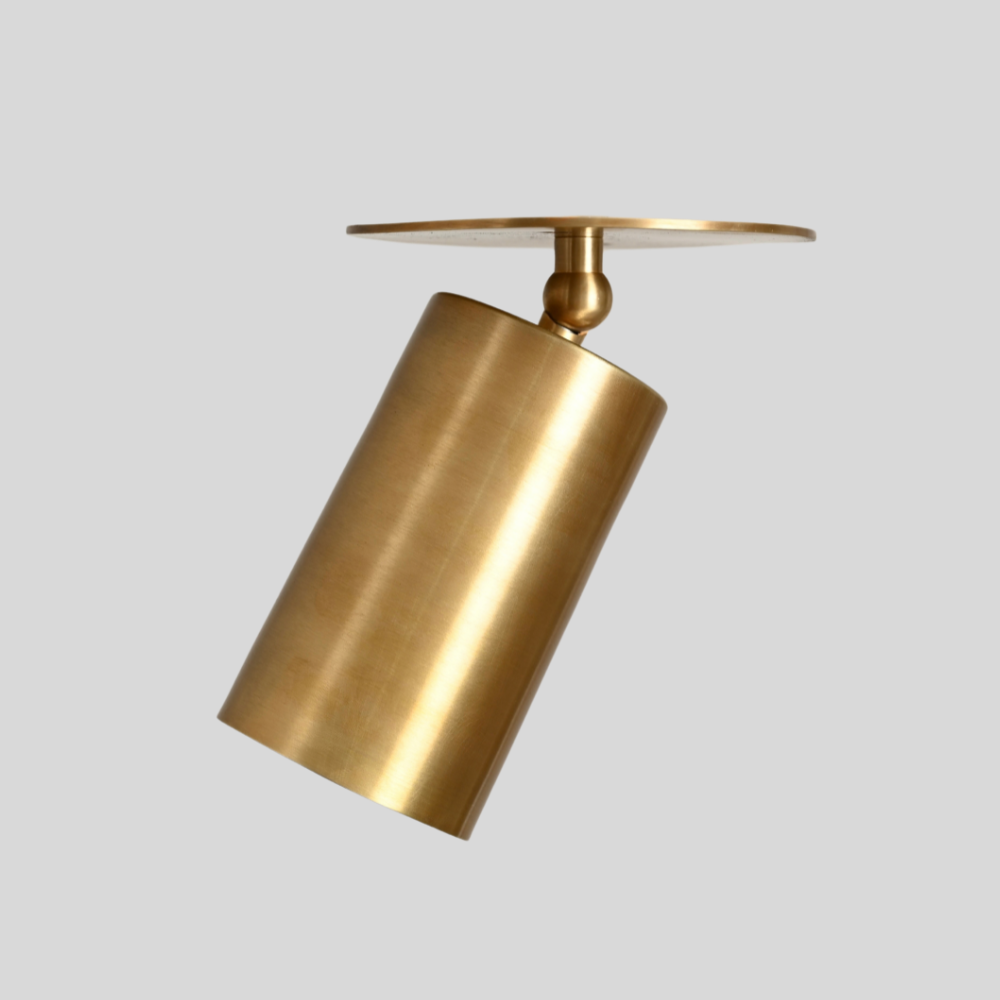 Brass Straight Cylinder Spot Light - Minimalist Adjustable Modern Flush Mount