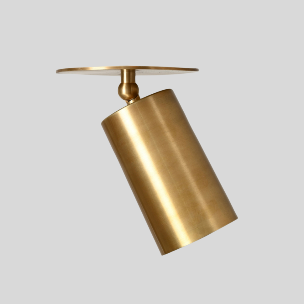 Brass Straight Cylinder Spot Light - Minimalist Adjustable Modern Flush Mount