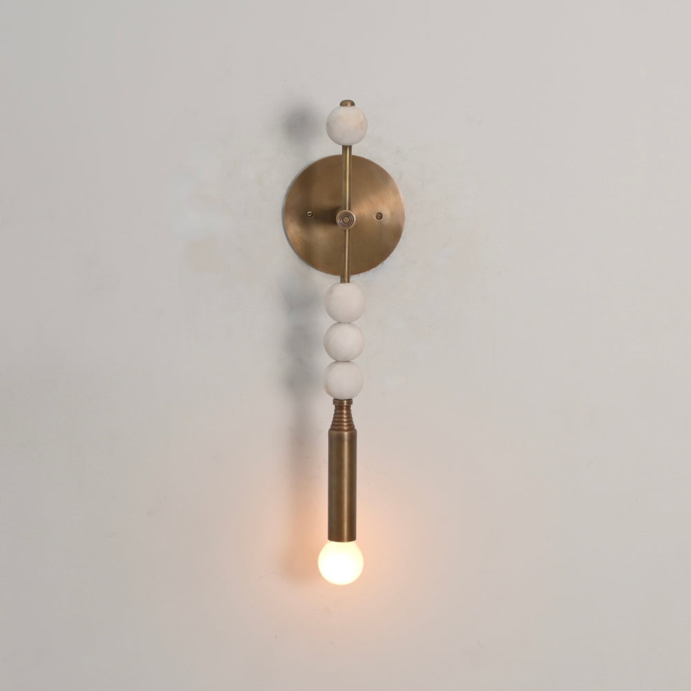 Brass Marble Wall Lamp - Modern Finial Vertical Sconce