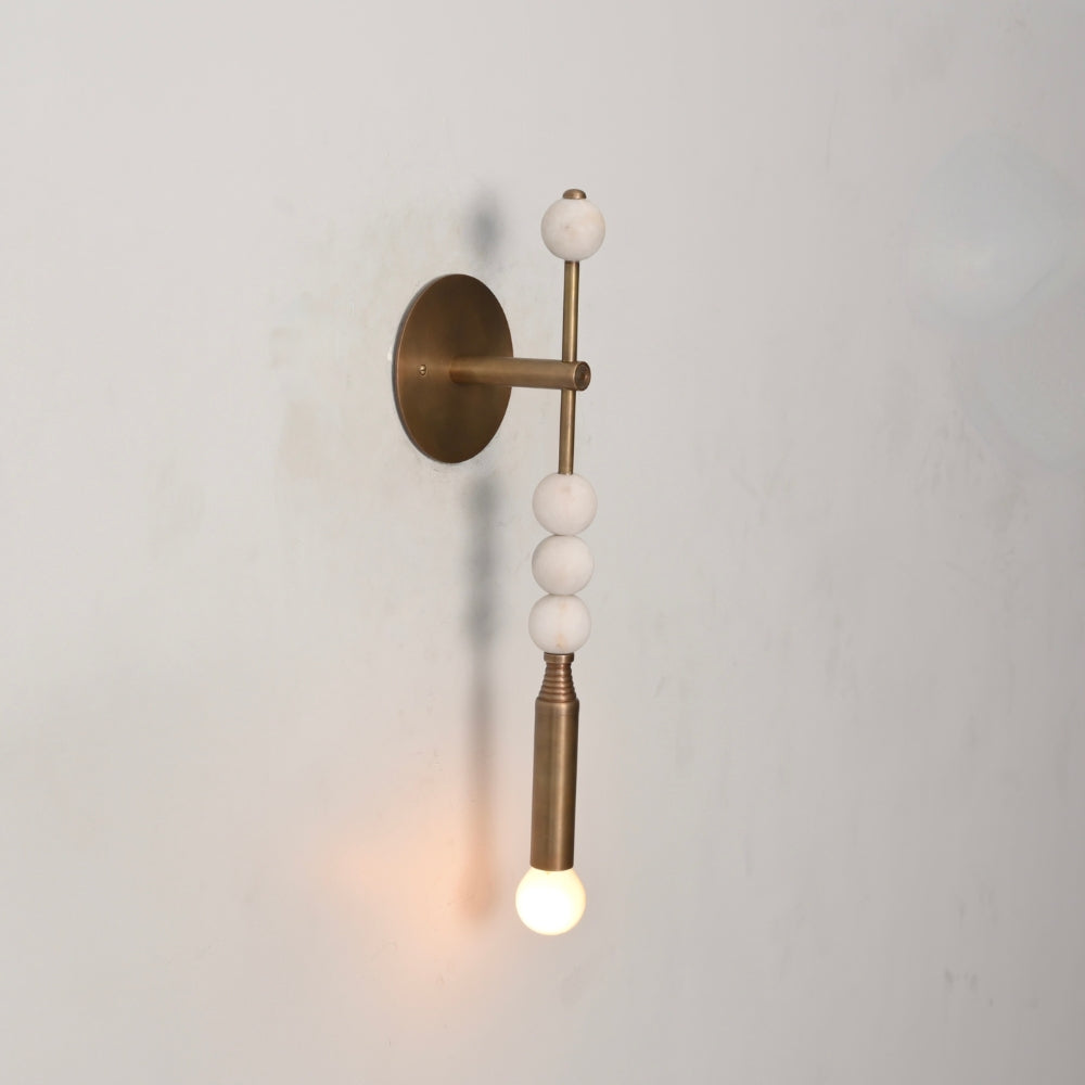 Brass Marble Wall Lamp - Modern Finial Vertical Sconce