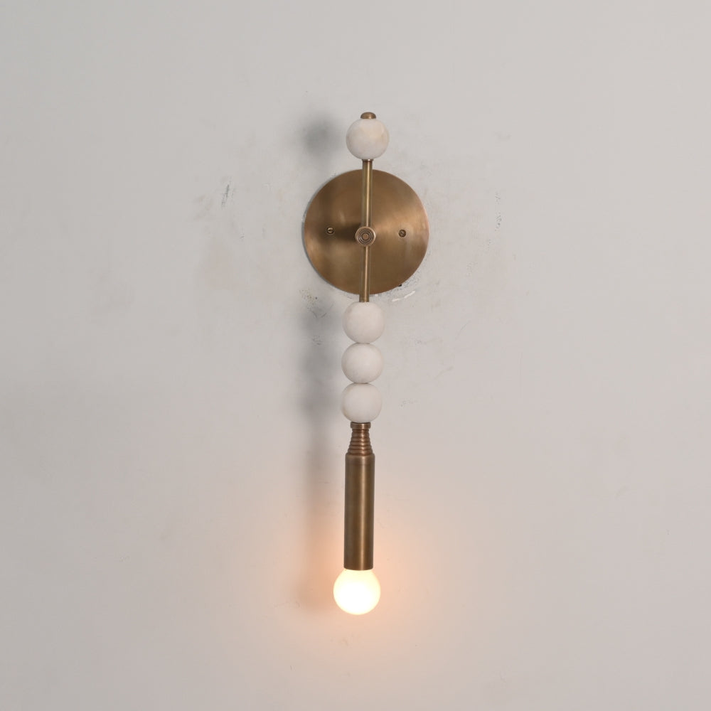 Brass Marble Wall Lamp - Modern Finial Vertical Sconce