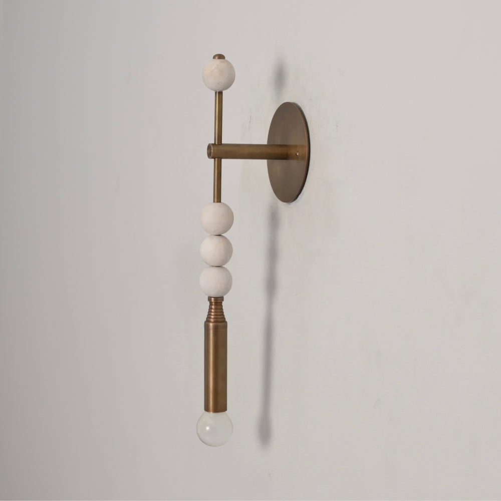 Brass Marble Wall Lamp - Modern Finial Vertical Sconce