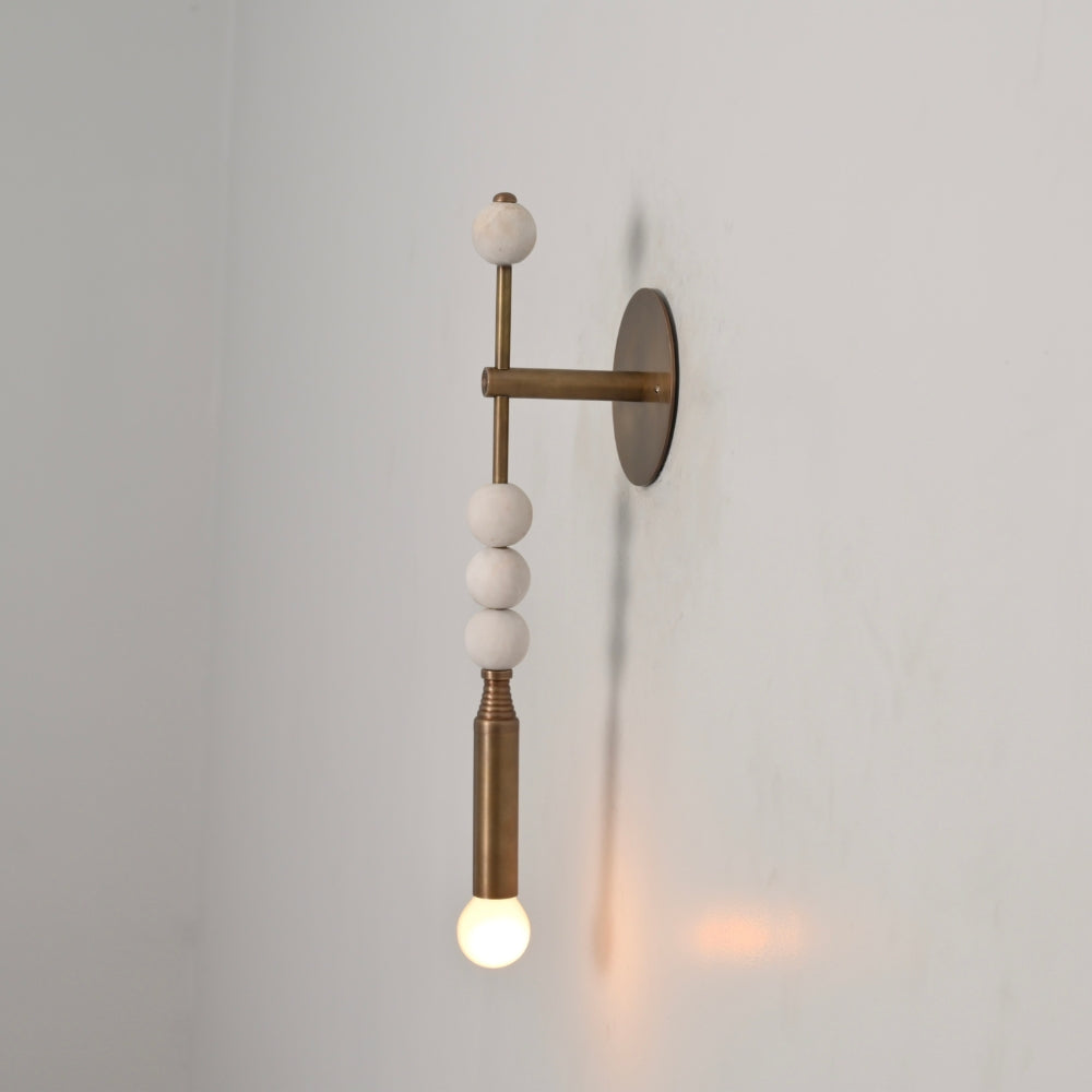 Brass Marble Wall Lamp - Modern Finial Vertical Sconce