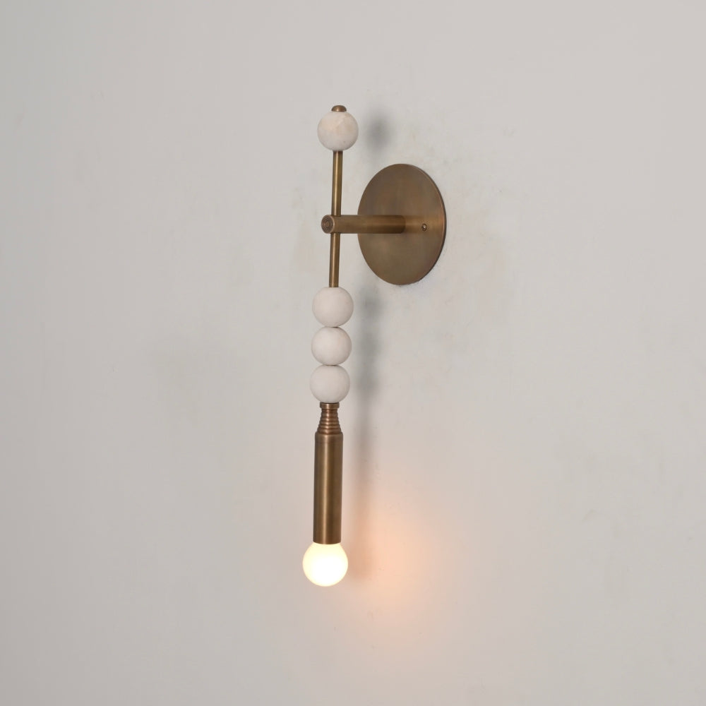 Brass Marble Wall Lamp - Modern Finial Vertical Sconce