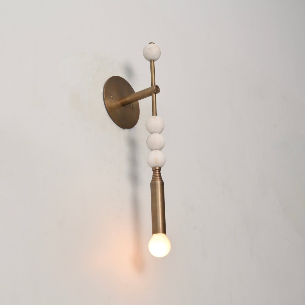 Brass Marble Wall Lamp - Modern Finial Vertical Sconce