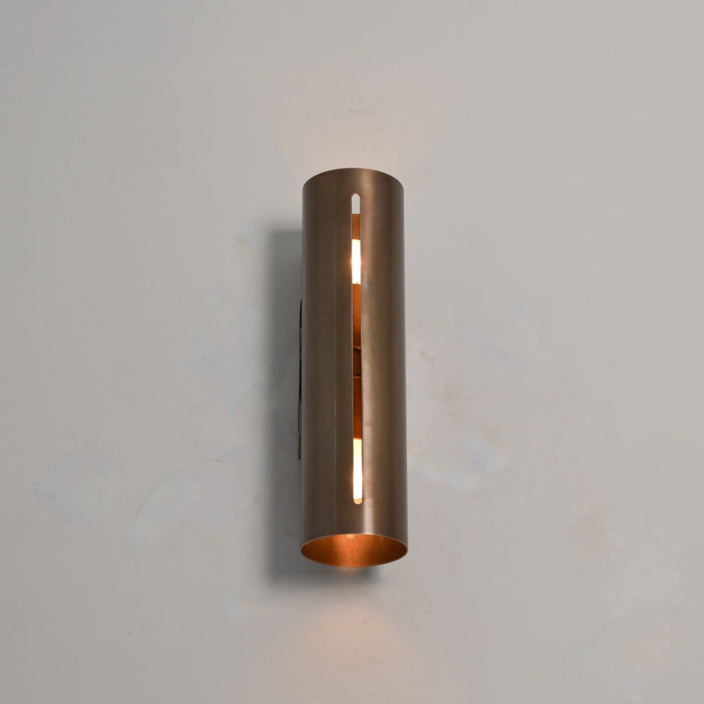 Cylinder Light Brass Wall Sconce Tube - Cut Shade