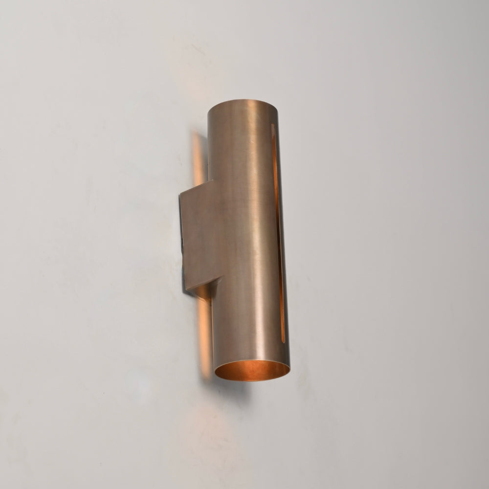 Cylinder Light Brass Wall Sconce Tube - Cut Shade