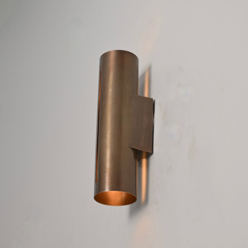 Cylinder Light Brass Wall Sconce Tube - Cut Shade