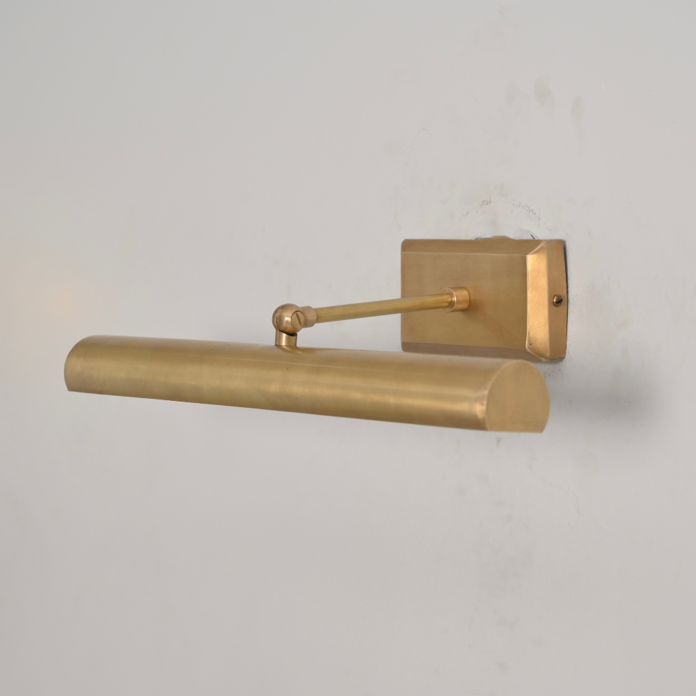 Half Round Shade & Pivoting Swing Arm - Brass Picture Light