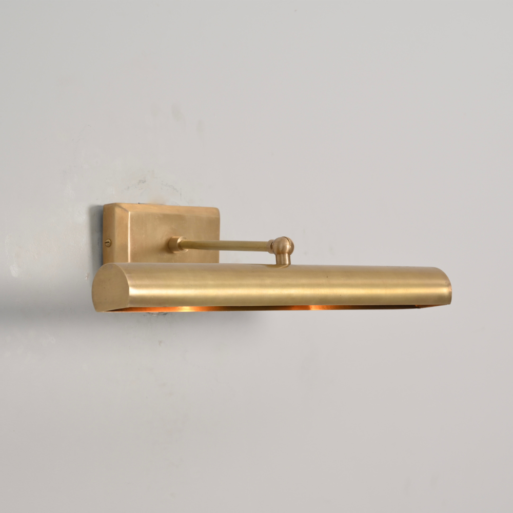Half Round Shade & Pivoting Swing Arm - Brass Picture Light