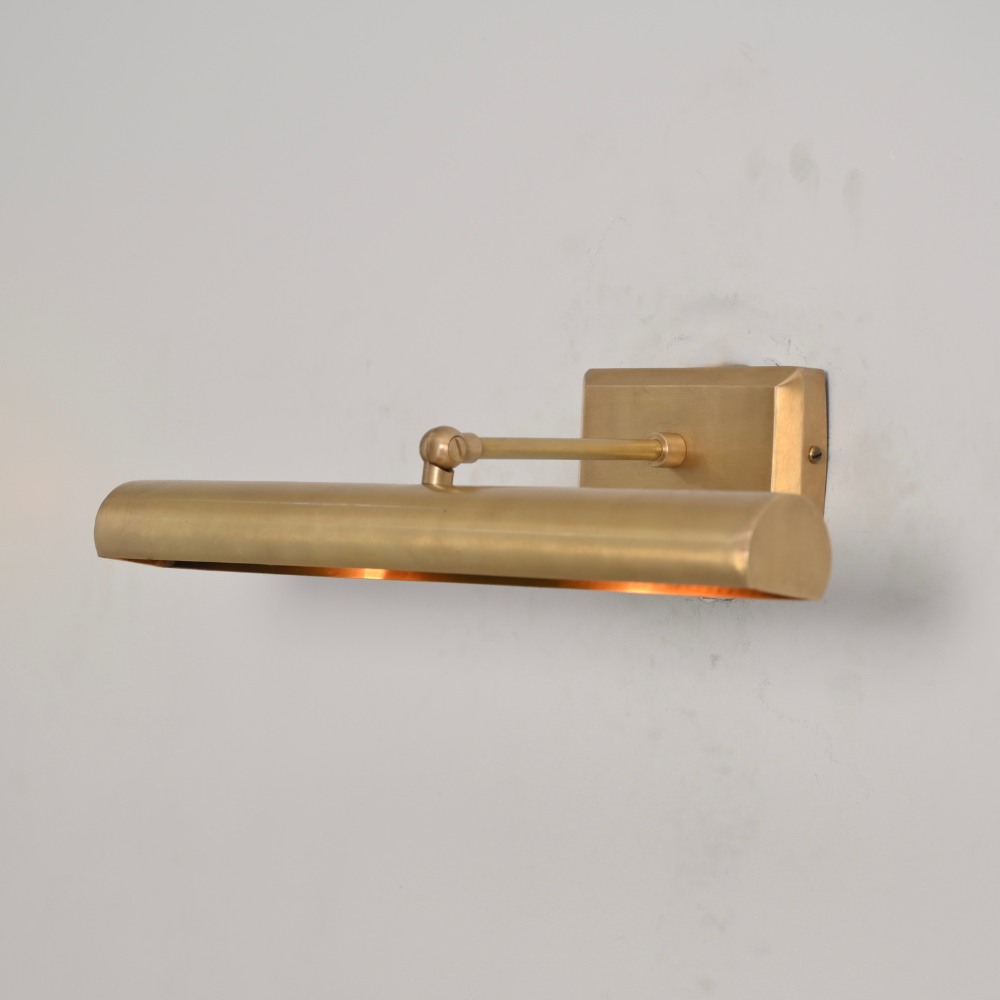 Half Round Shade & Pivoting Swing Arm - Brass Picture Light