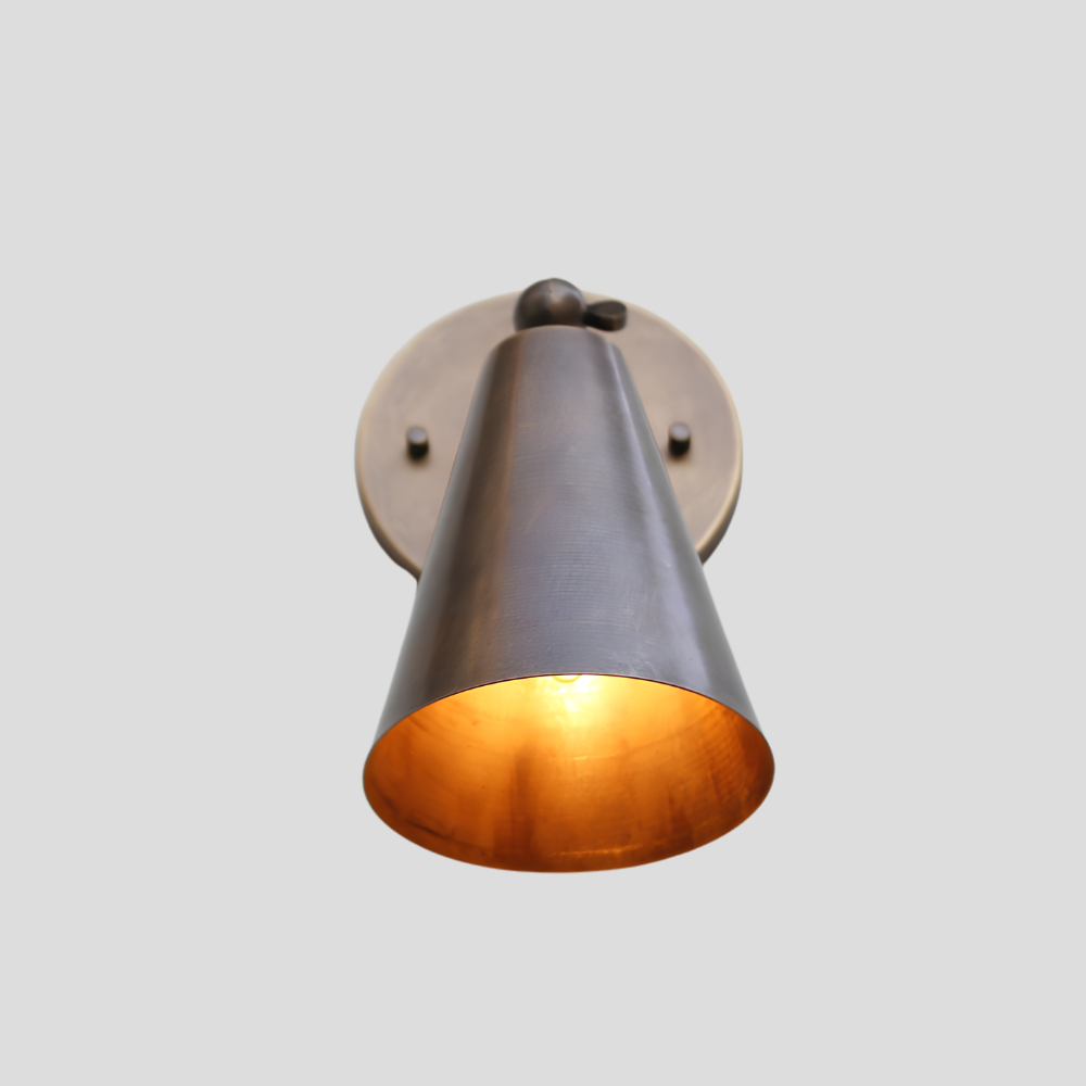 Adjustable Brass Cone Spot Light - Mid Century Modern Wall Sconce