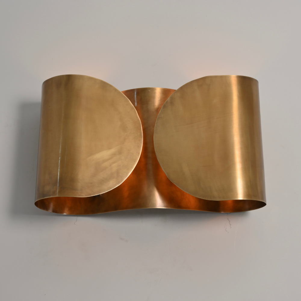 Mid century vintage brass 2 curved shade with an up & down light