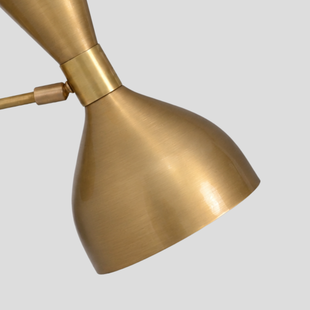 Adjustable Brass Hourglass Wall Lamp - Mid Century Double Cone Sconce