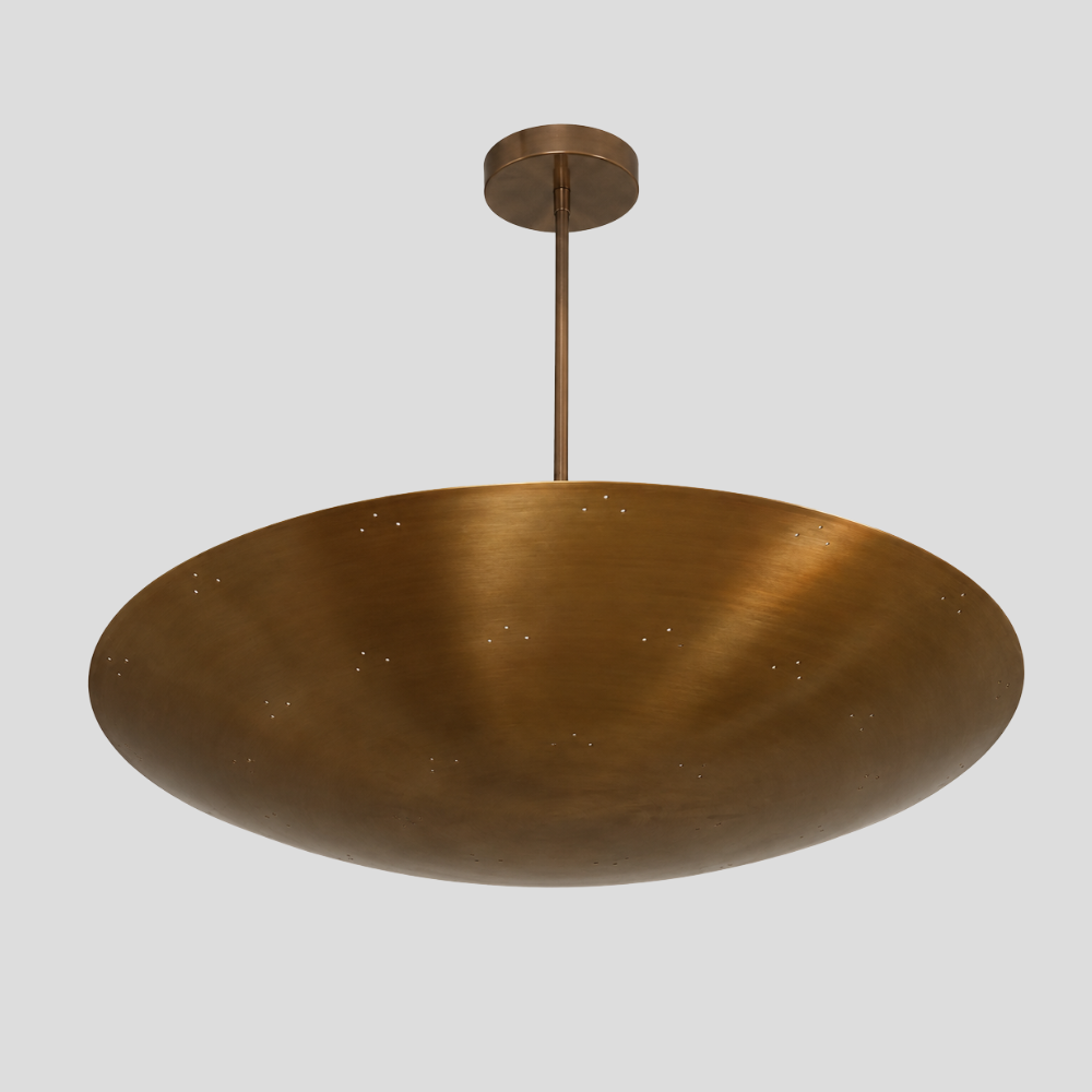 6 Light Perforated Brass Chandelier - Modern Large Dome Pendant