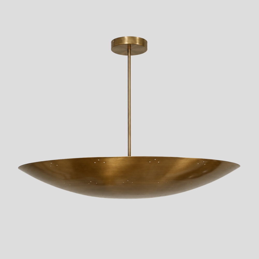 6 Light Perforated Brass Chandelier - Modern Large Dome Pendant