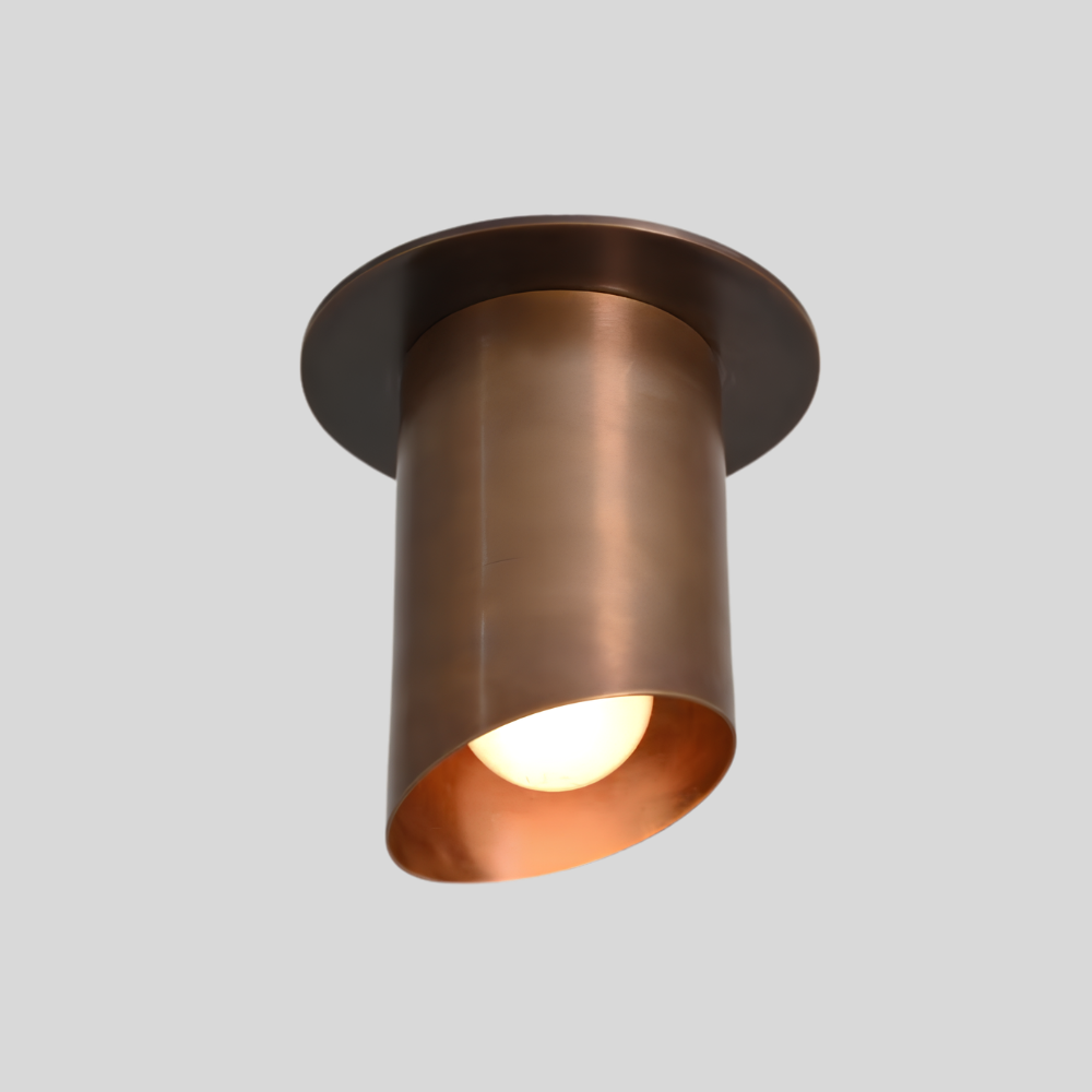 Brass Cut Cylinder Spot Light - Cylinder Flush Mount Ceiling Light