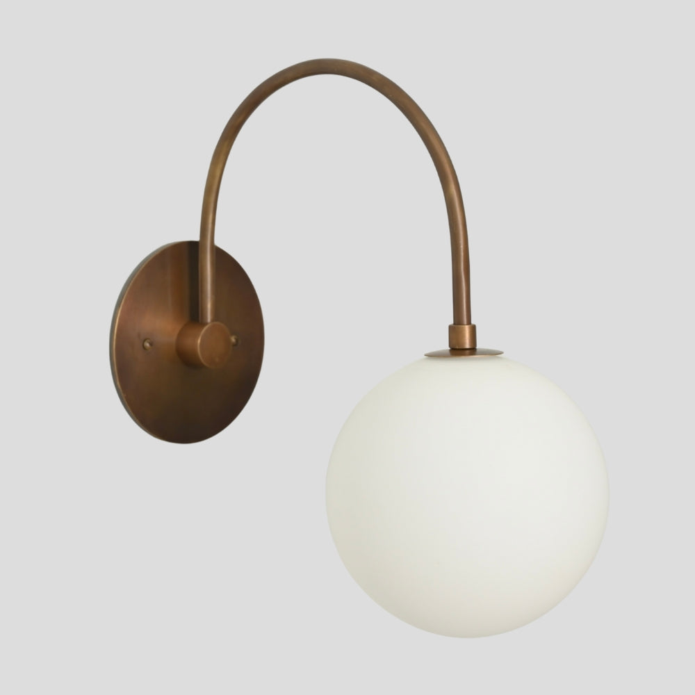 Brass Glass Globe Wall Sconce Handmade Mid Century Modern Bedside Lamp Vintage Brass Wall Light Fixture