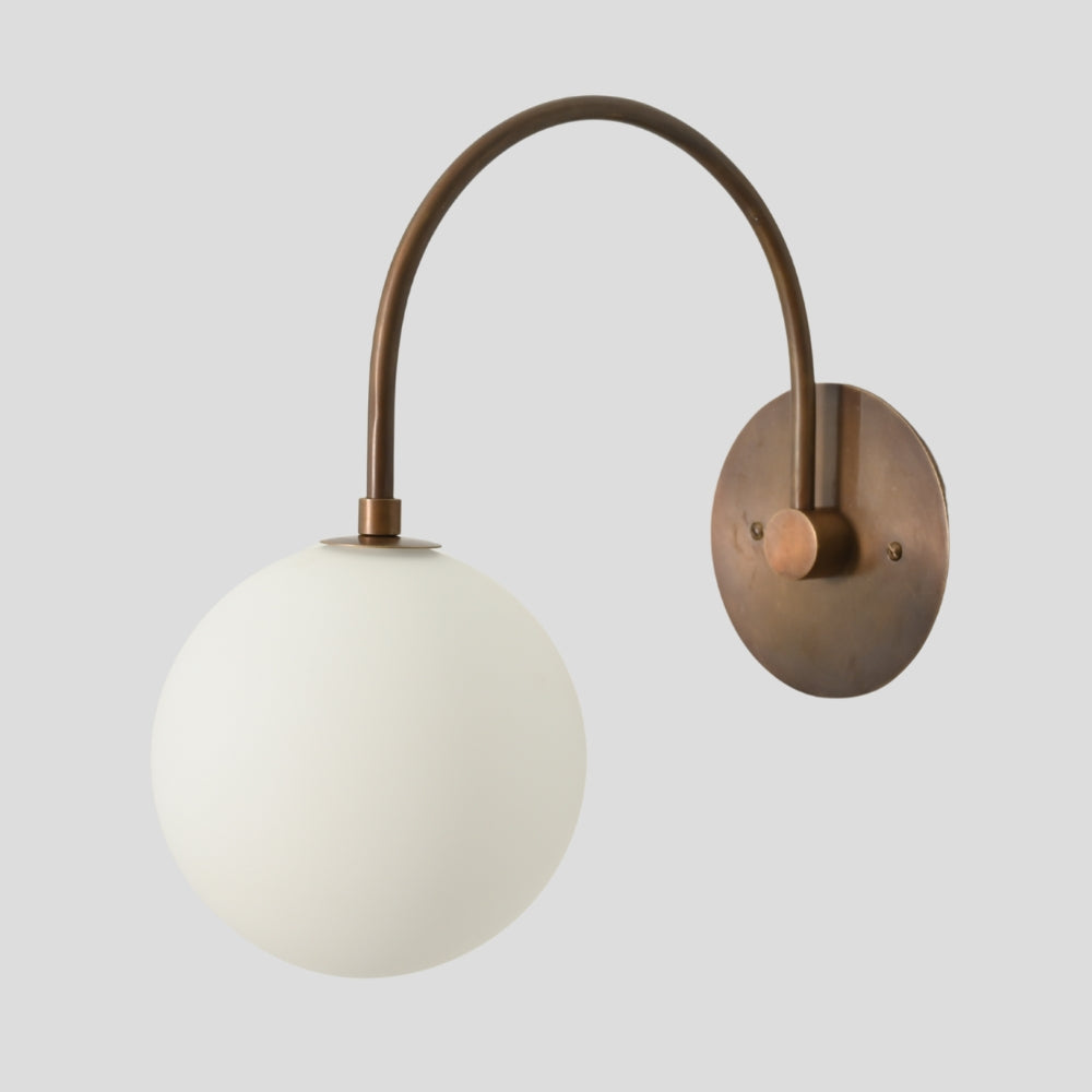 Brass Glass Globe Wall Sconce Handmade Mid Century Modern Bedside Lamp Vintage Brass Wall Light Fixture