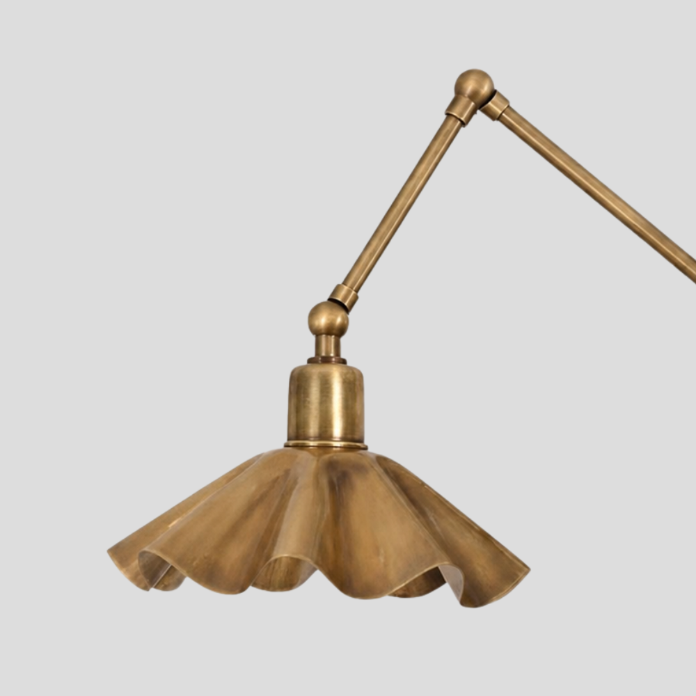 Articulated Brass Flower Wall Lamp - Ruffled Swing Arm Sconce
