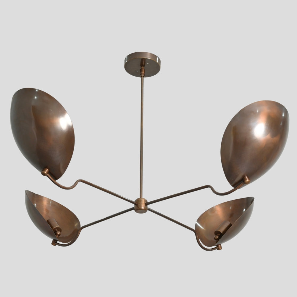 Mid Century Modern Brass Chandelier Handmade 4 Light Italian Sputnik Lamp Vintage Ceiling Light