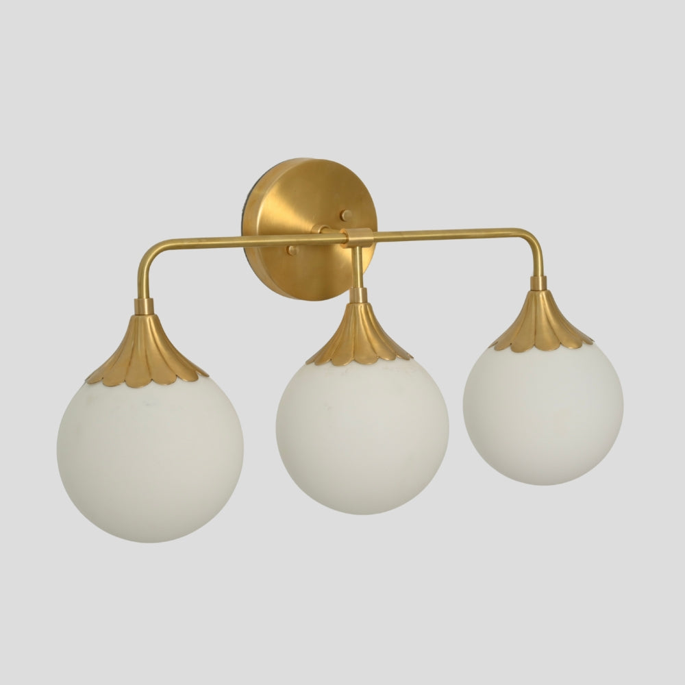 Vanity Light Brass Bathroom Wall Sconce - 3 Glass Globe