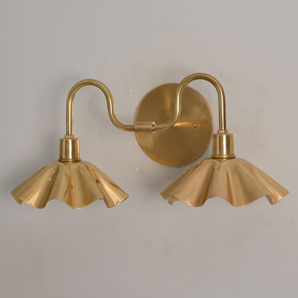 Double Flower Wall Sconce - Raw Brass Vanity Light