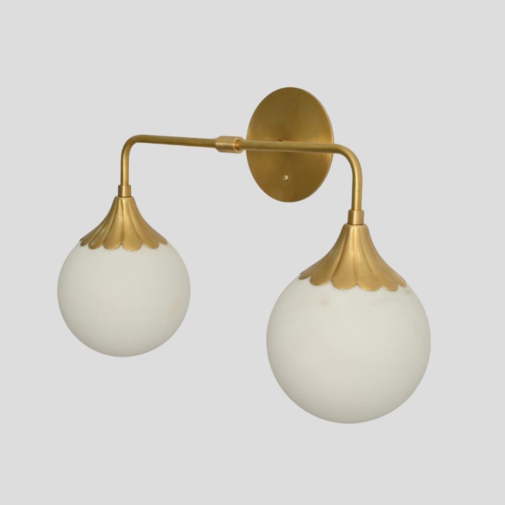 Vanity Light Brass Bathroom Wall Sconce - 2 Glass Globe