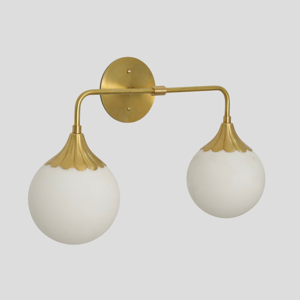 Vanity Light Brass Bathroom Wall Sconce - 2 Glass Globe