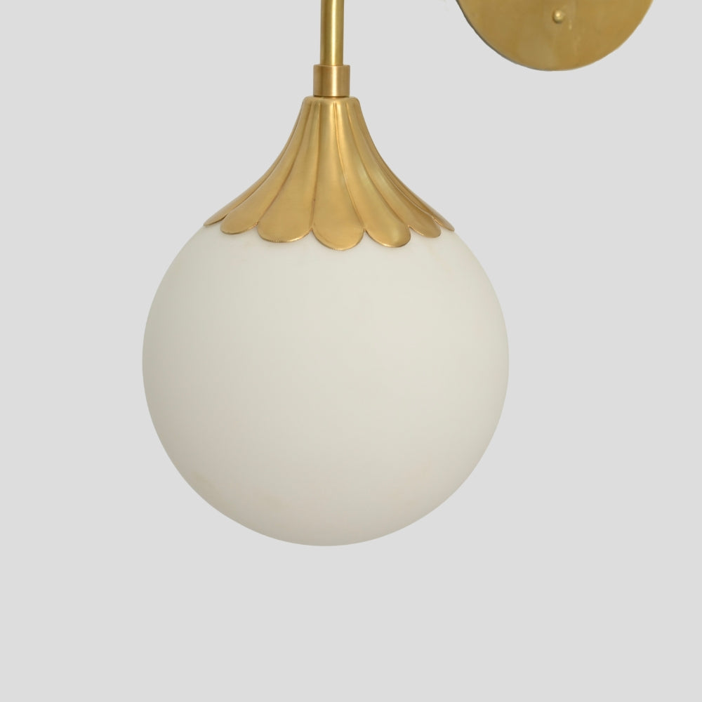 Vanity Light Brass Bathroom Wall Sconce - 2 Glass Globe