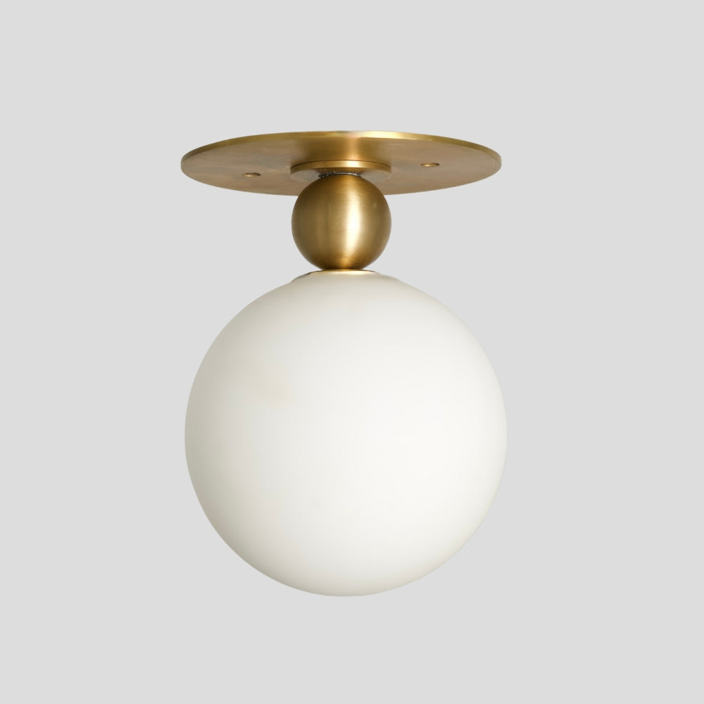 Glass Globe Flush Mount Ceiling Light - Brass Ball