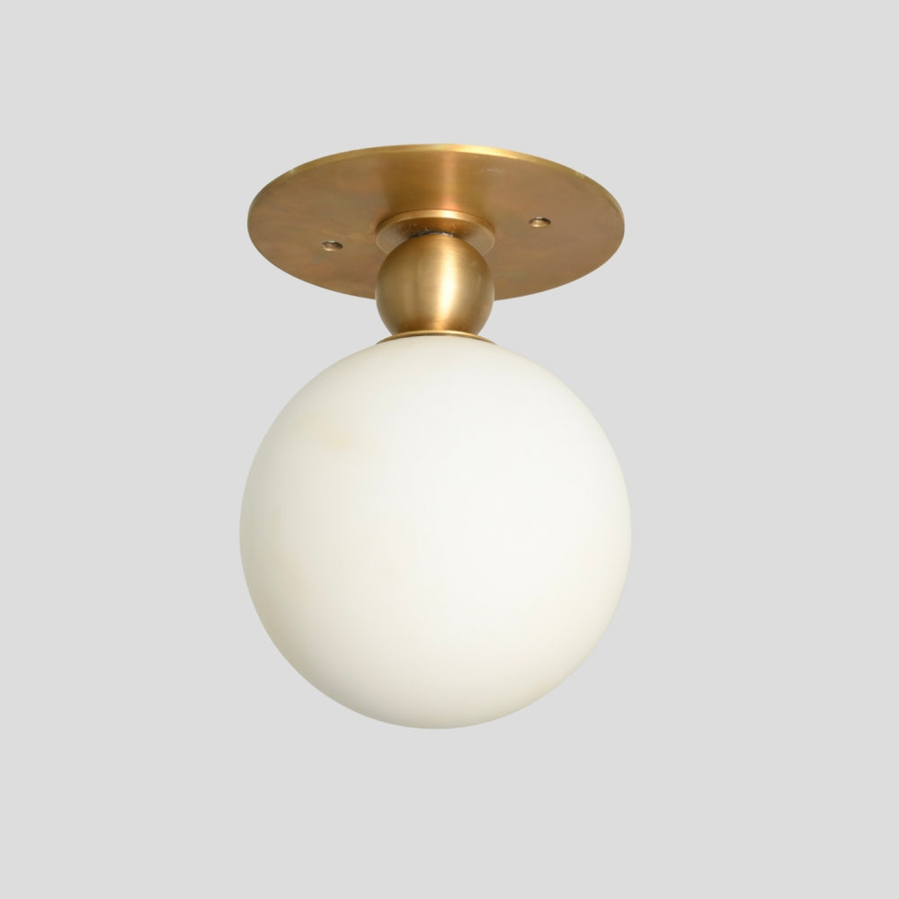Glass Globe Flush Mount Ceiling Light - Brass Ball