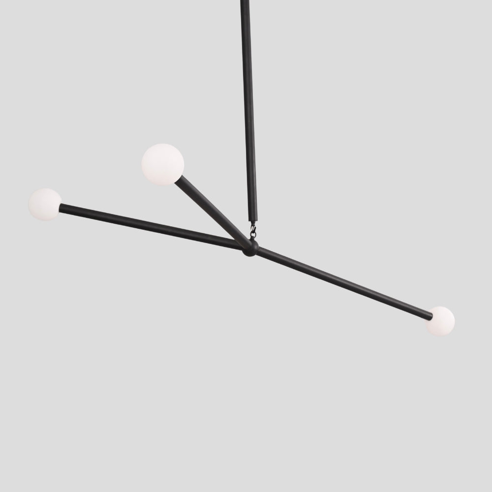 Matt Black Orb Chandelier - Three Arm Pendant Light
